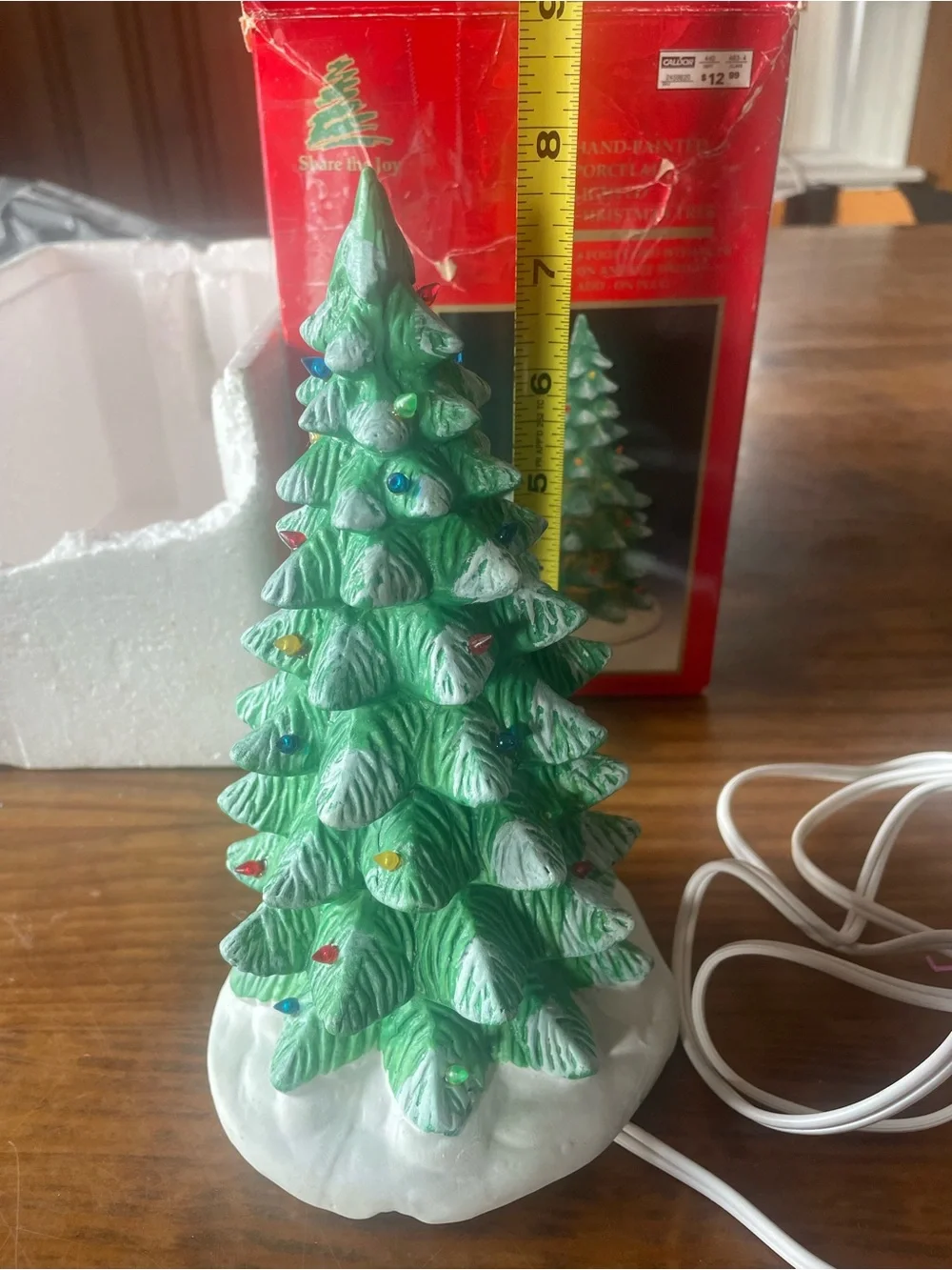 Vintage ‘93 Lemax Hand-Painted Porcelain Lighted Christmas Tree Home Decor